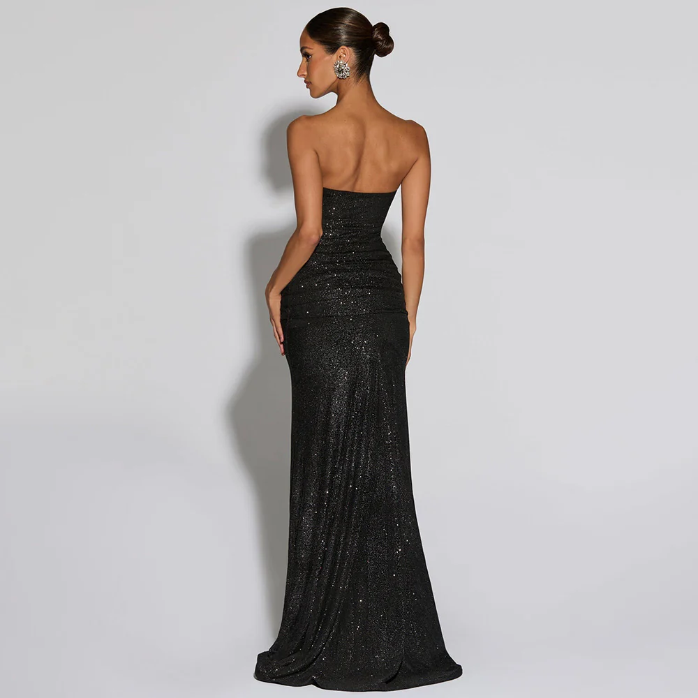 Ciana Shimmer Maxi Dress With Scarf - Image 6