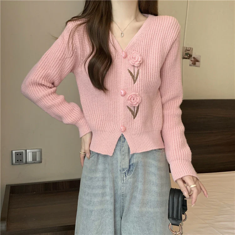 Cielia Flower Woolen Cardigan - Image 5