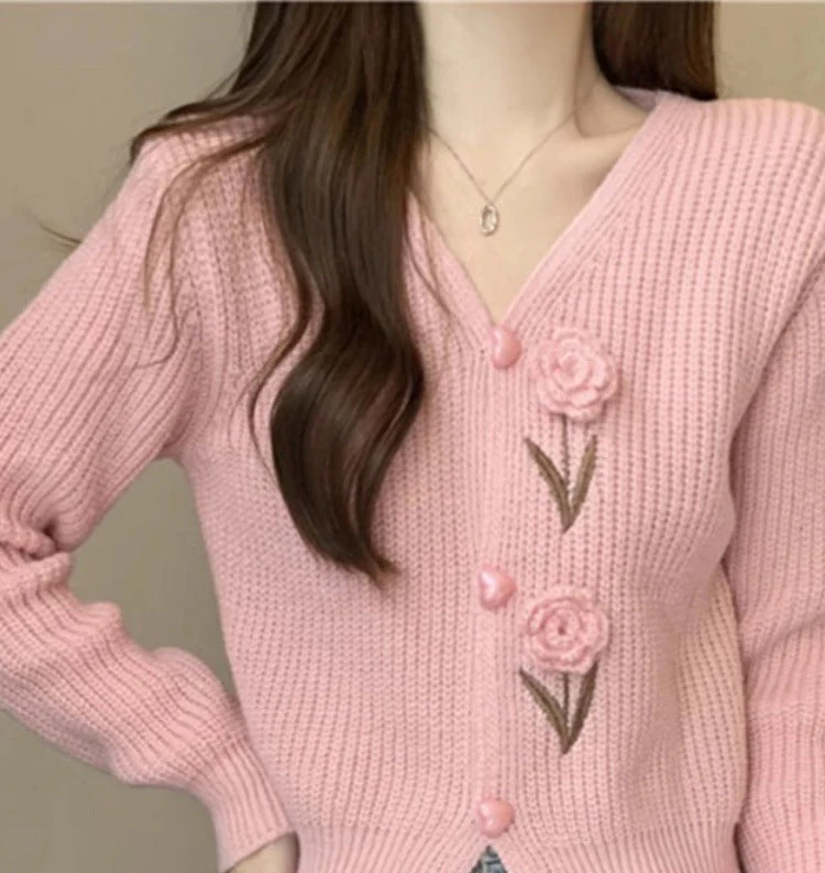 Cielia Flower Woolen Cardigan - Image 6