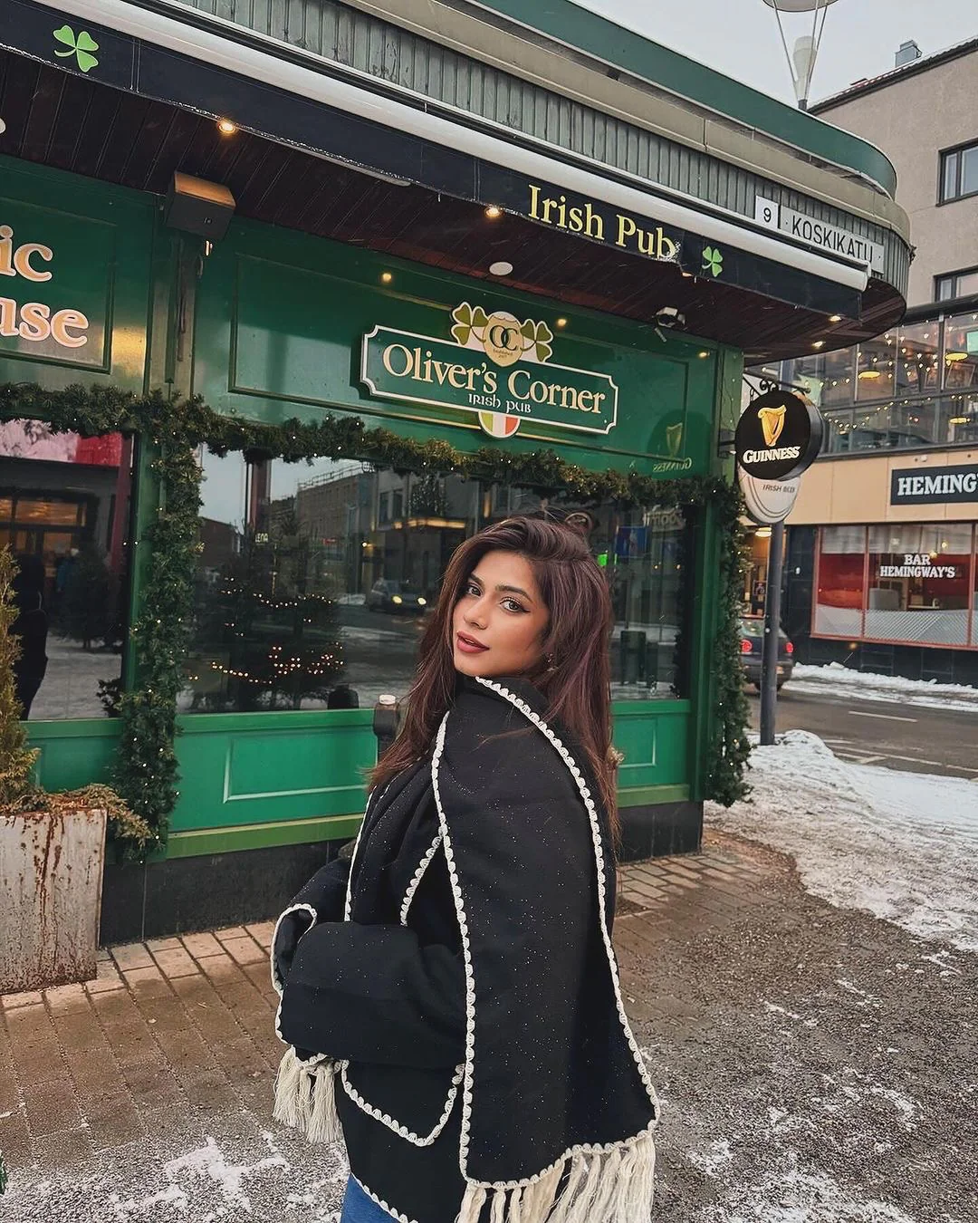Cora Oversized Woolen Jacket with Scarf - Image 3
