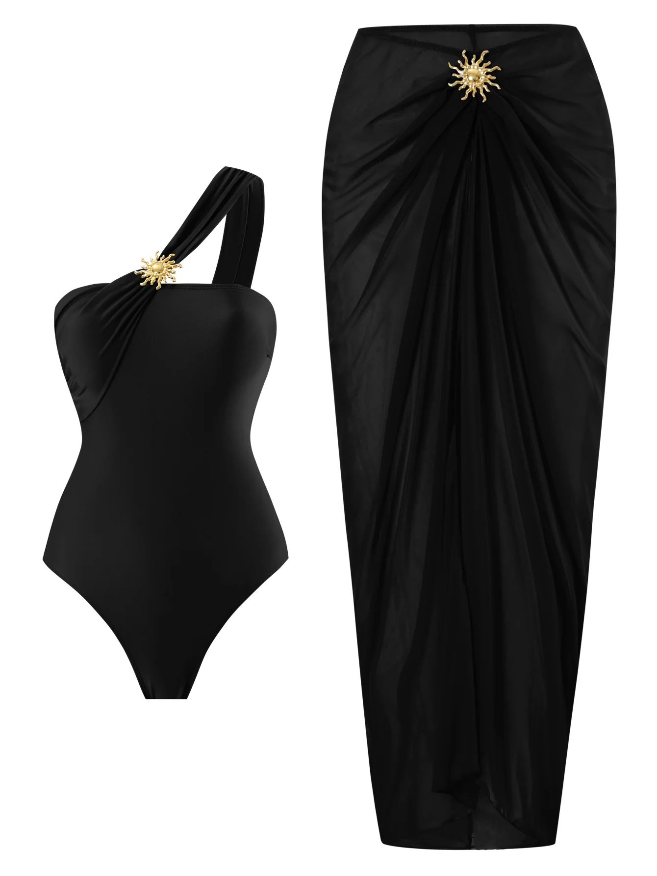 Coral Swimsuit With Skirt - Image 2
