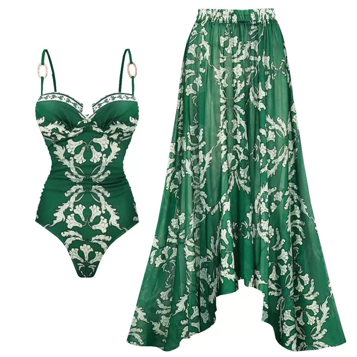 Coralie Printed Swimsuit With Skirt