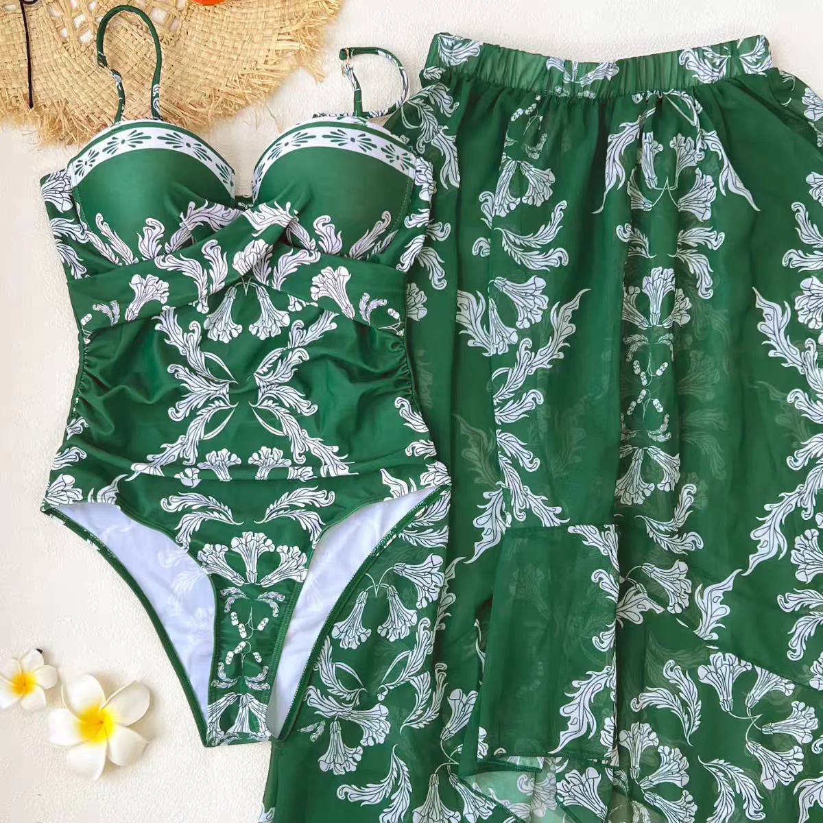 Coralie Printed Swimsuit With Skirt - Image 2