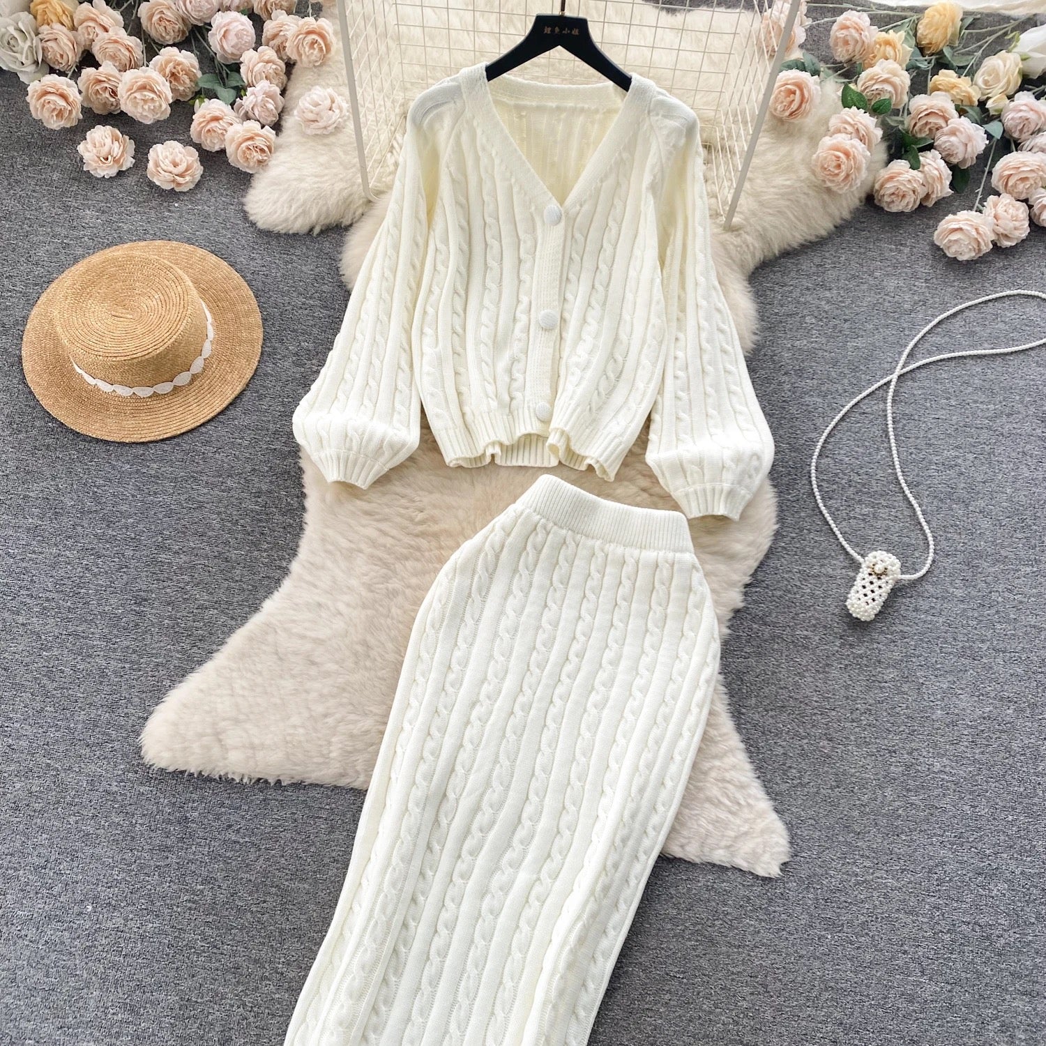 Crystella  Winter Coord Set - Set of Sweater and Skirt - Image 4