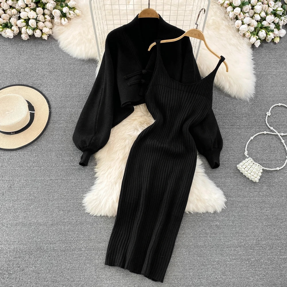 Dalla Woolen Dress with Cape Sweater - Image 2