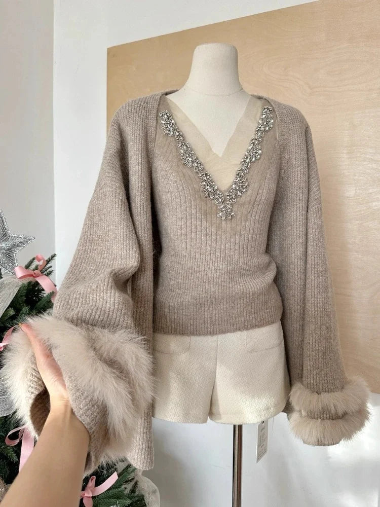 Danica Top With Fur Cape Sweater - Image 6