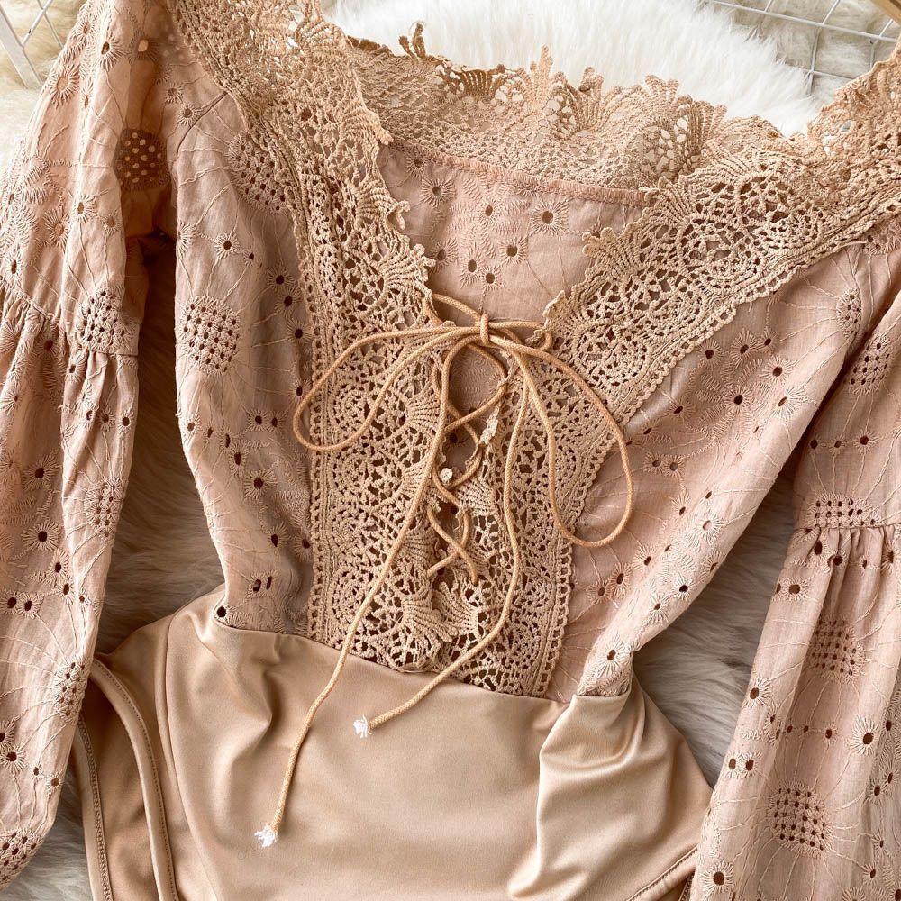 Daphne Formal Bodysuit In Beige - Image 3