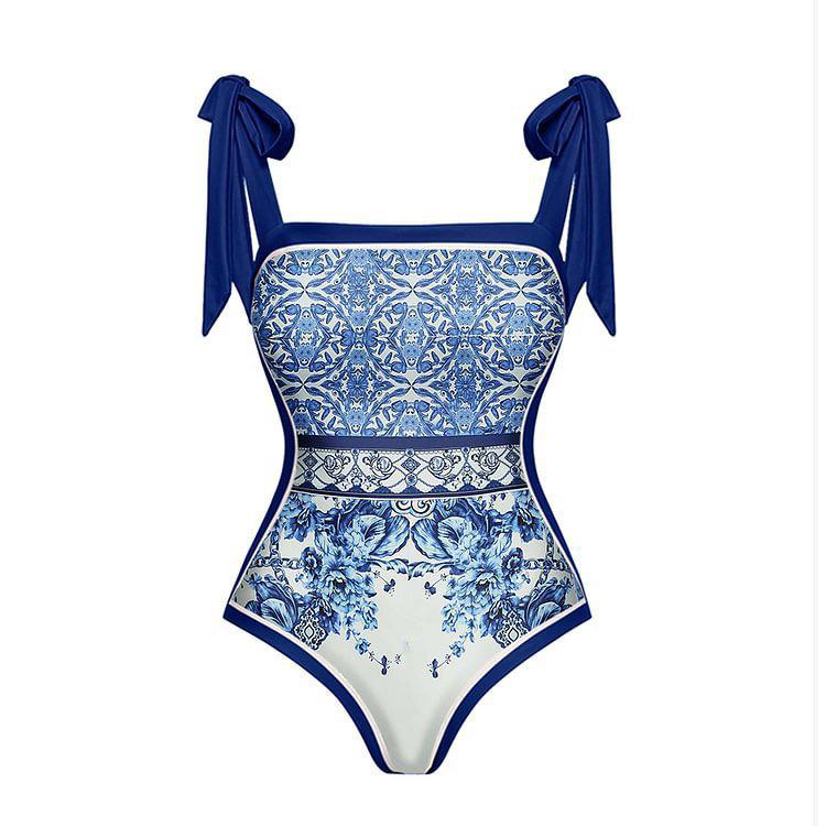 Debian Swimsuit With Skirt In Blue - Image 5