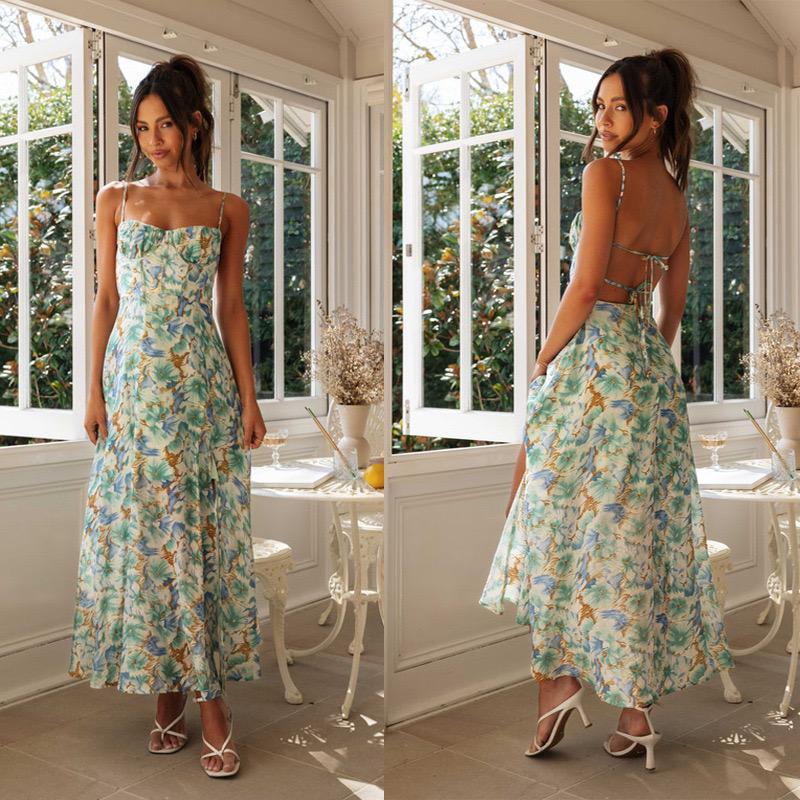 Debina Floral Summer Dress In Light Green - Image 5