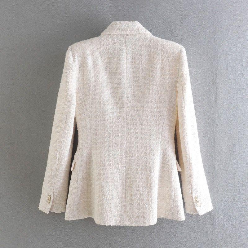 Deborah Statement Tweed Blazer in White - Image 3