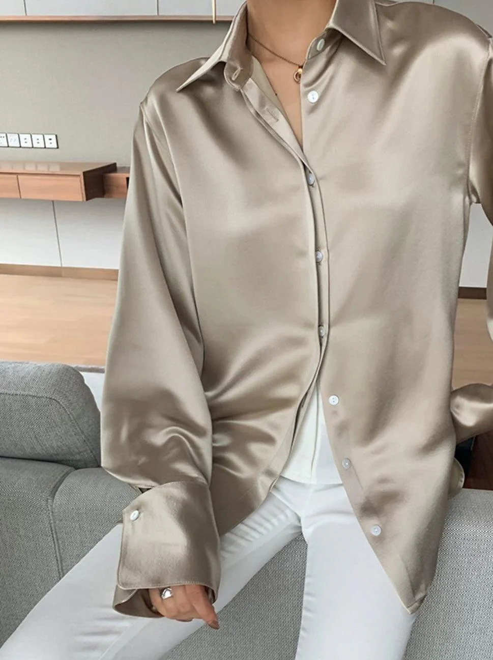 Delilah Luxe Satin Shirt - Image 7