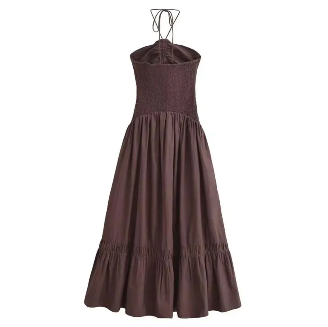 Delma Rosette Holiday Maxi Dress In Brown - Image 4