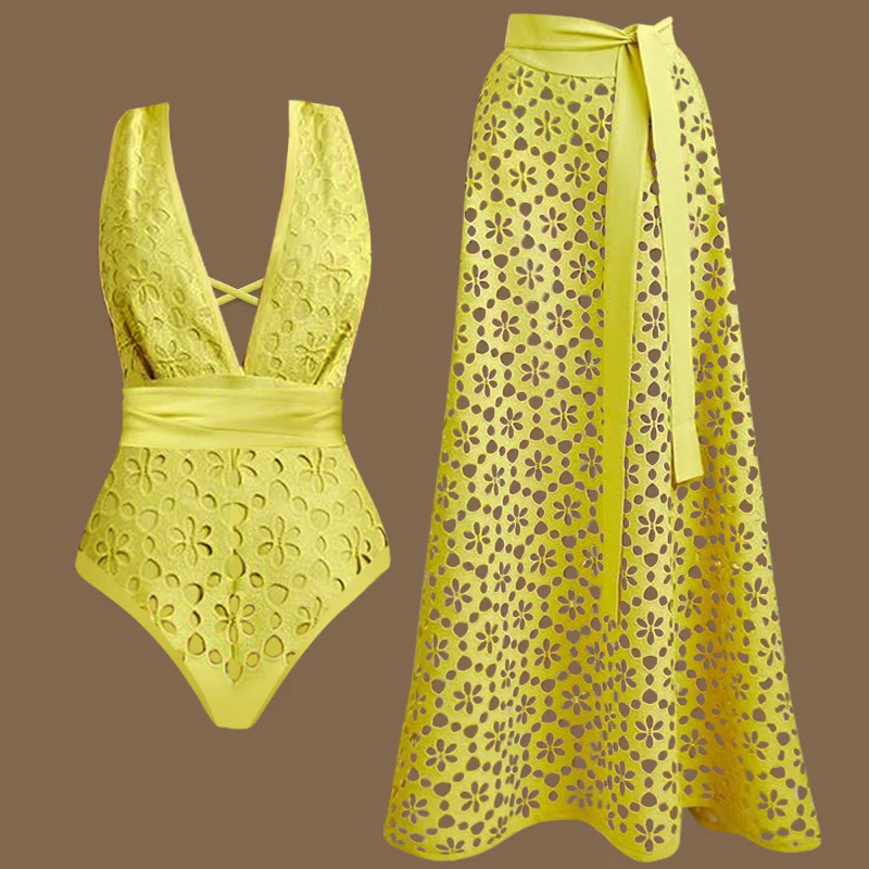 Delphina Cutout Swimsuit With Skirt - Image 2