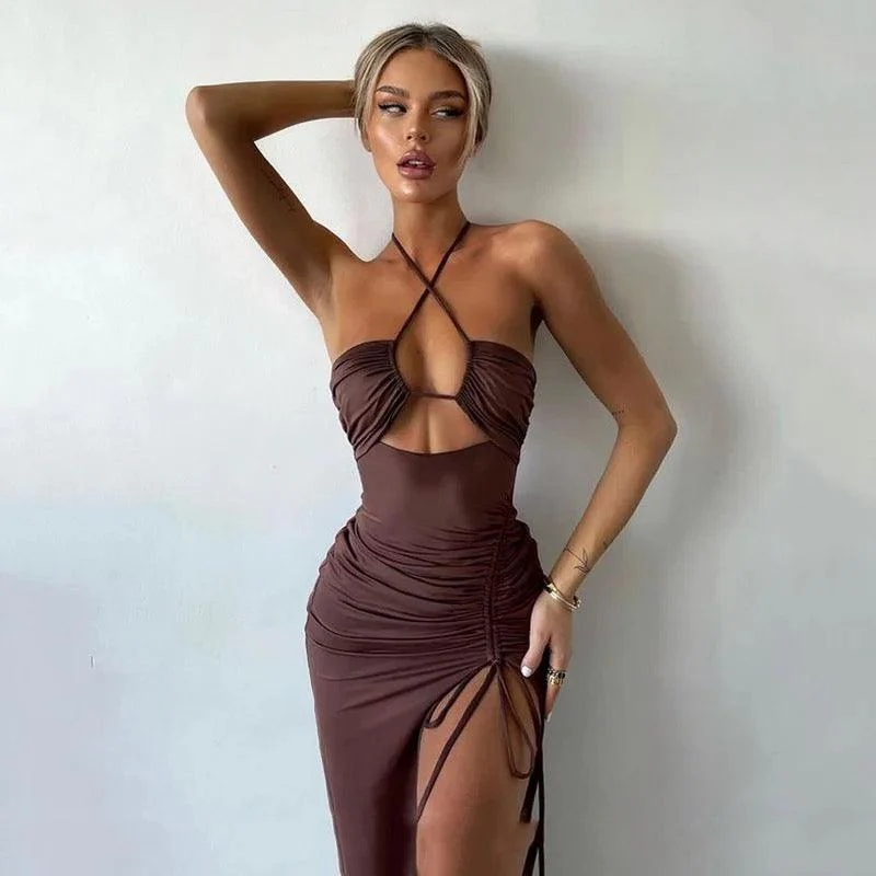 Delsa Strappy Midi Slit Dress - Image 3