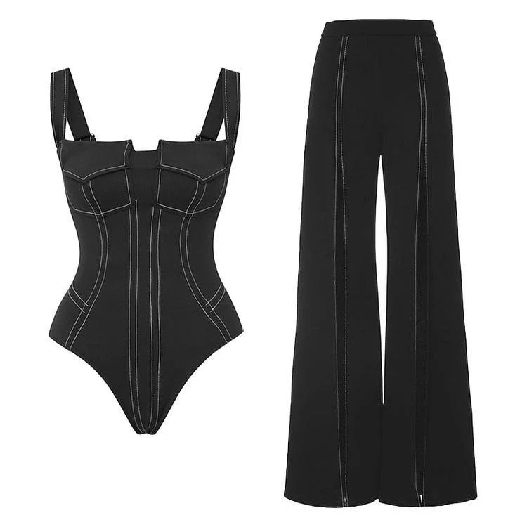 Deris Swimsuit With Pants In Black - Image 13