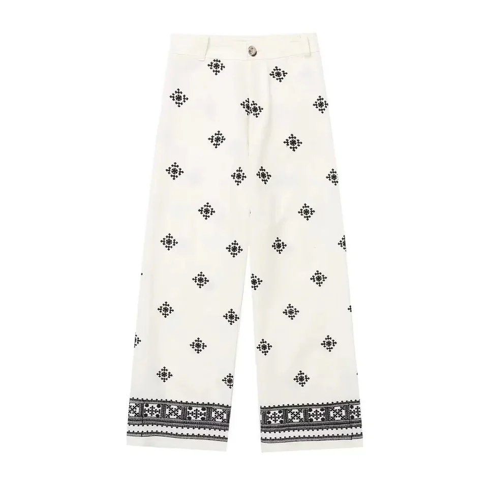 Desko Wide Leg Linen Boho Pants - Image 3