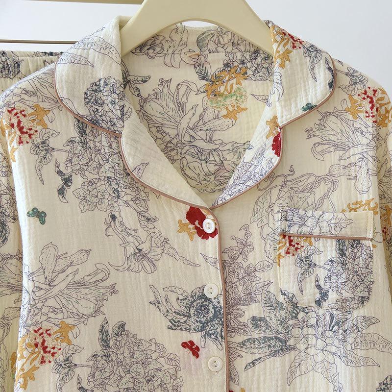 Dolcay Floral Cotton Nightsuit In Off-White - Image 3