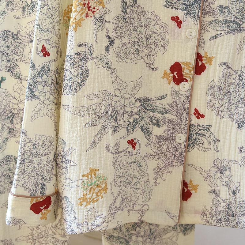 Dolcay Floral Cotton Nightsuit In Off-White - Image 5