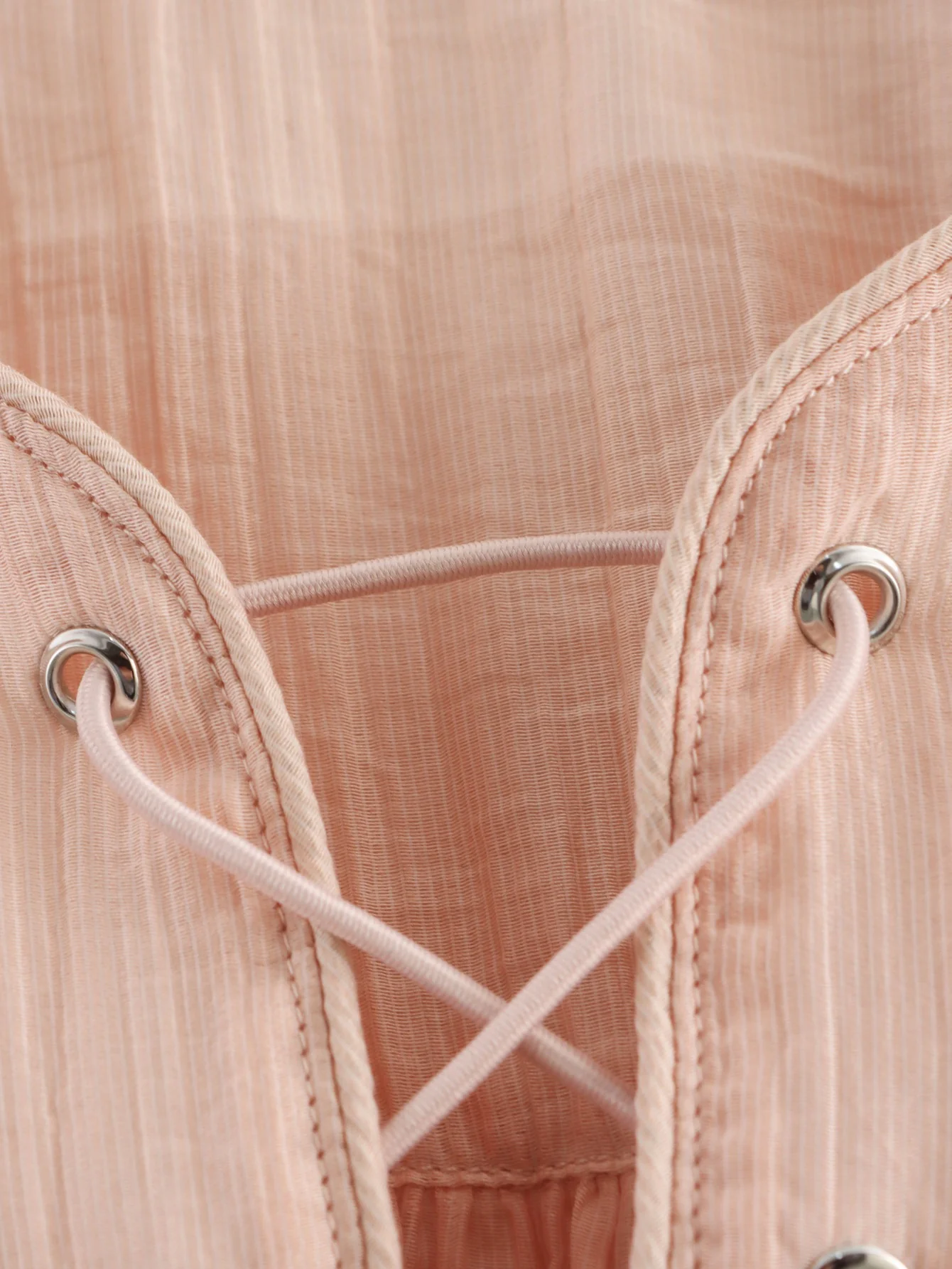 Elara Lace-Up Oversized Summer Top In Peach - Image 7