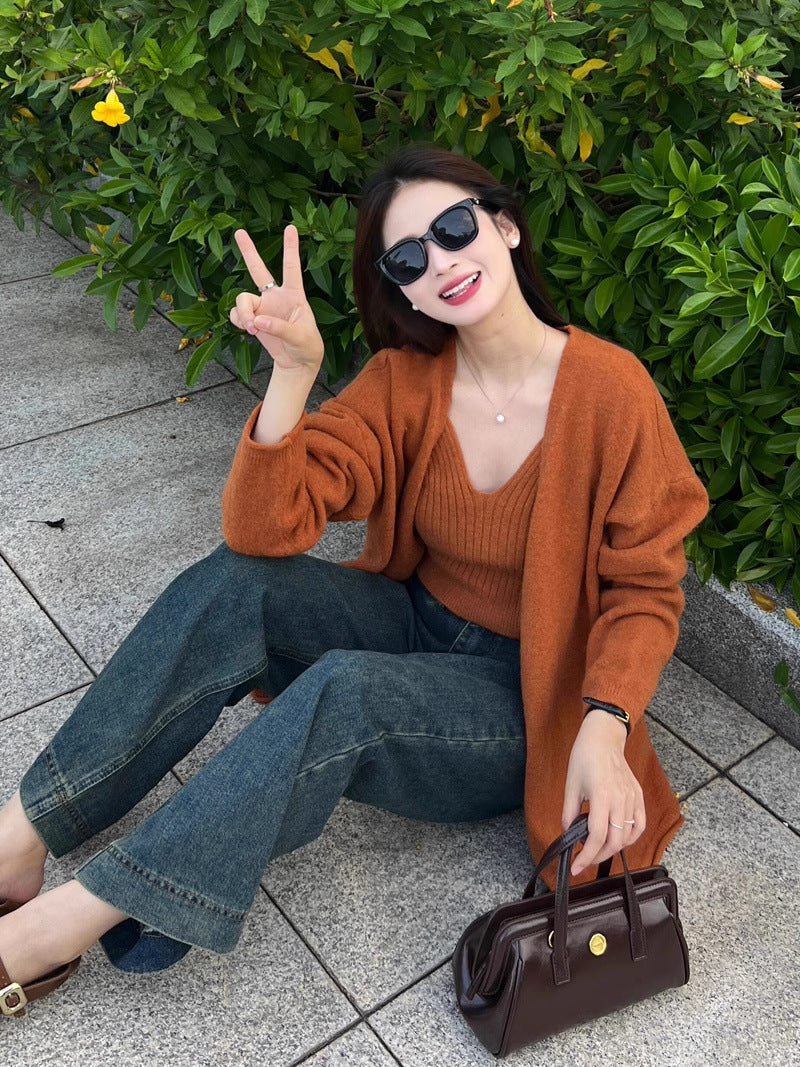 Elena Statement Woolen Tops with Cape Style Sweater - Image 9