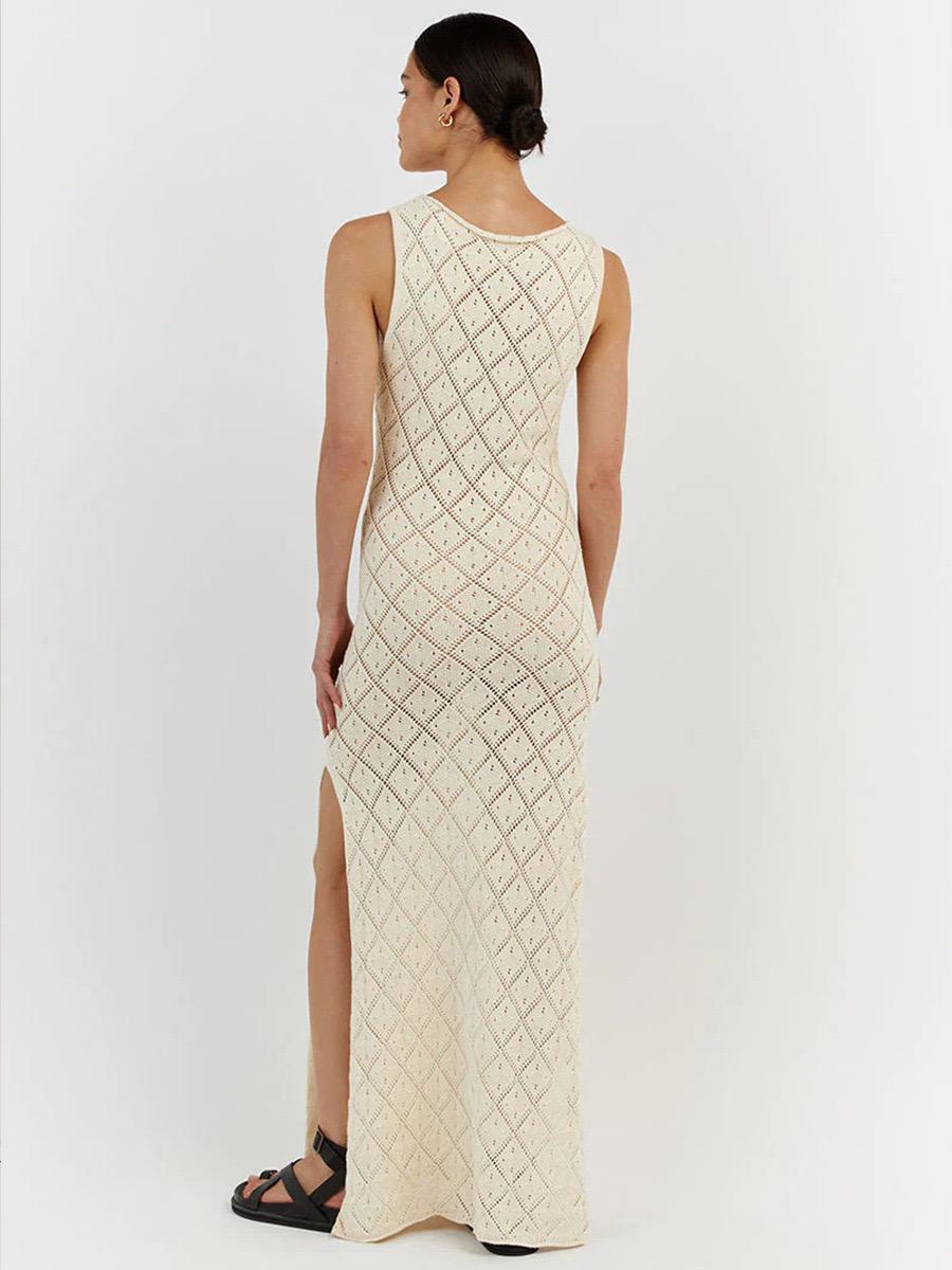 Ella Luxe Soft Knit Dress- Resortwear In Beige - Image 7