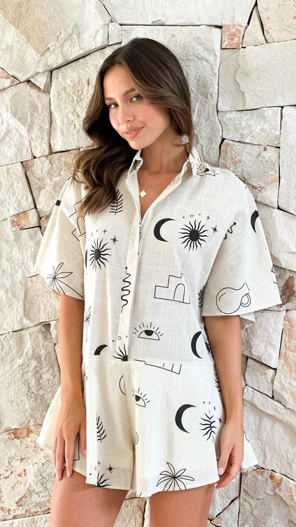 Ella Statement Romper In Off White - Image 3