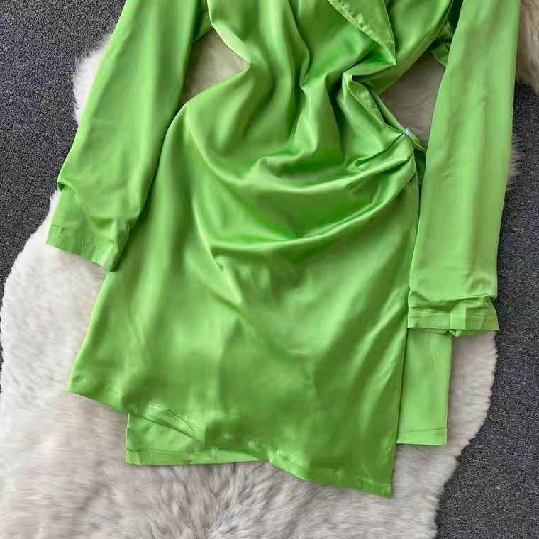 Elora Silk Dress In Green - Image 3