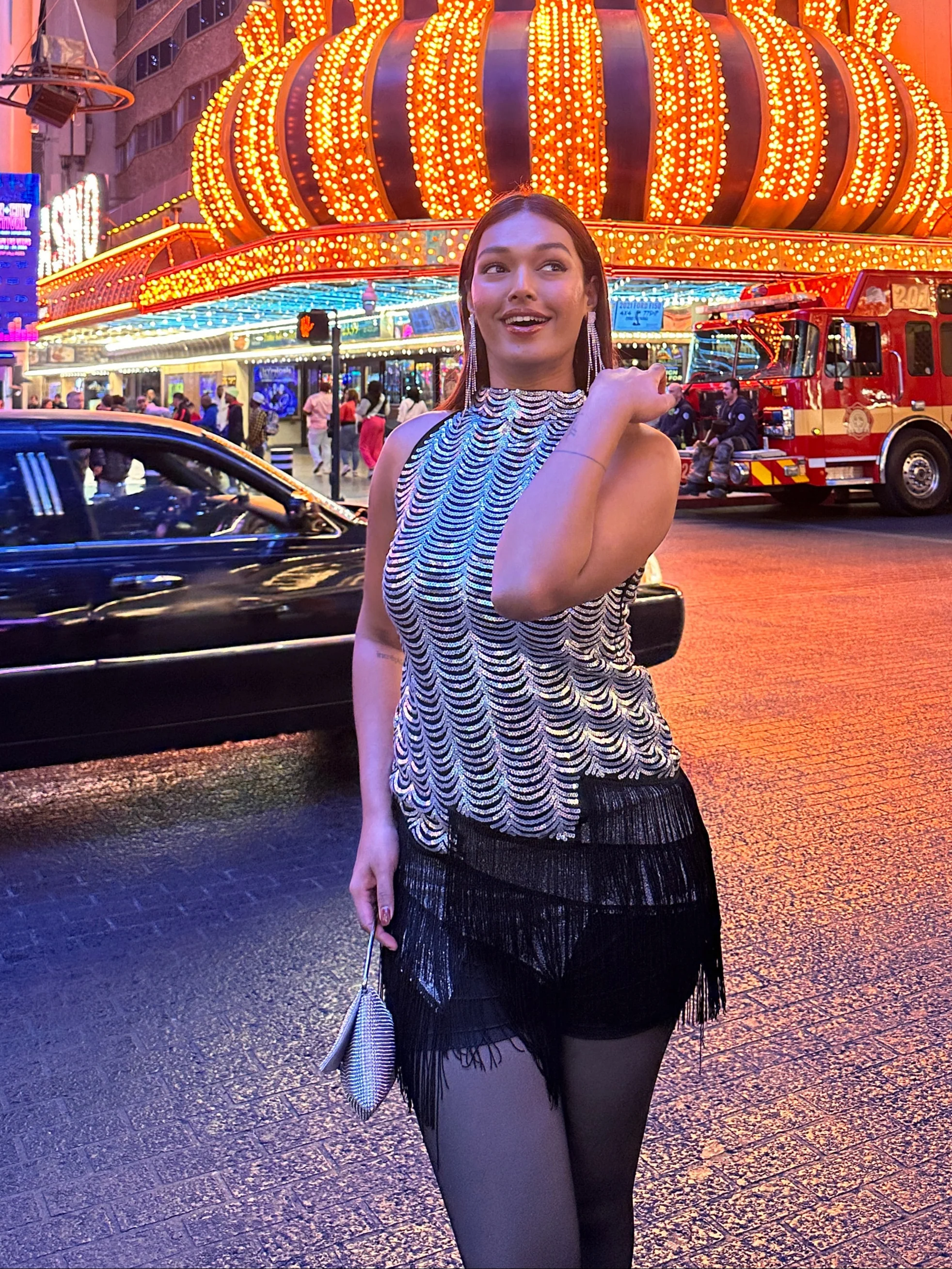 Emora Sequined Dress In Sliver - Image 3