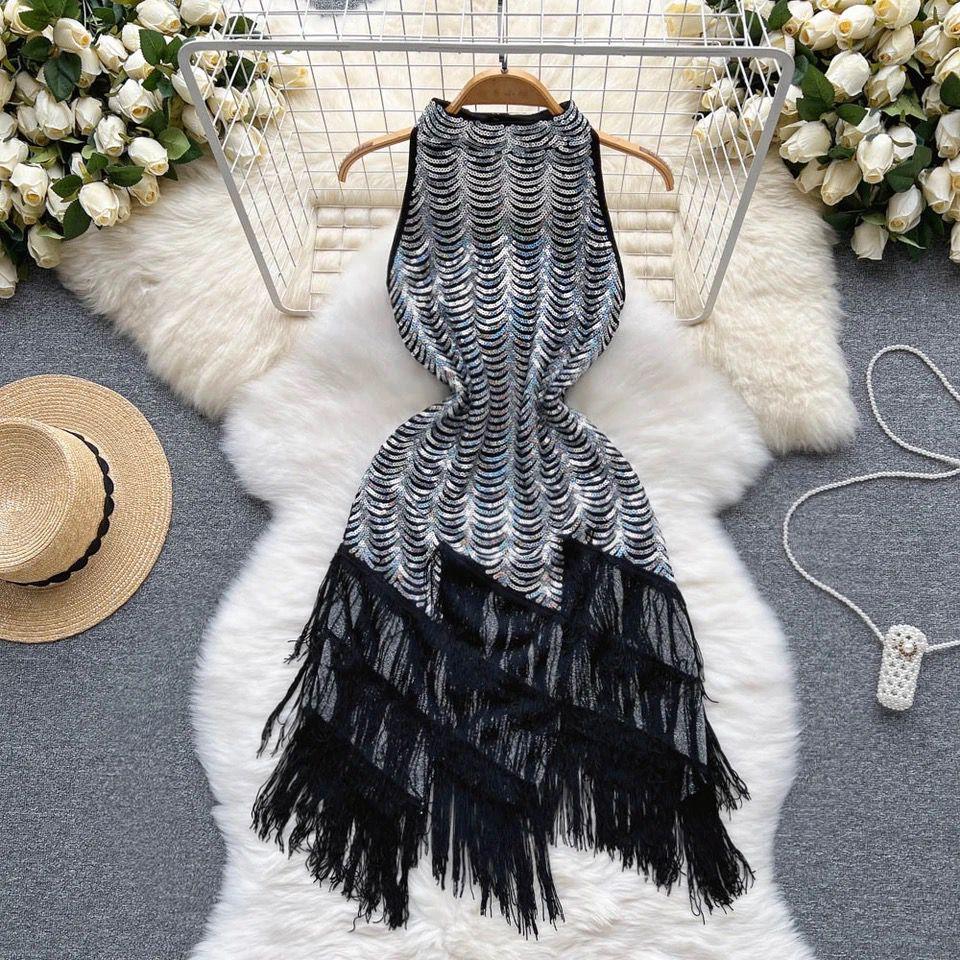 Emora Sequined Dress In Sliver - Image 5