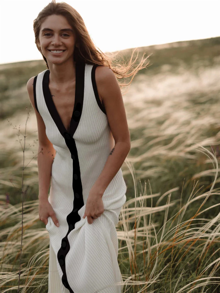 Emy Luxe Soft Knit Dress In White - Image 3
