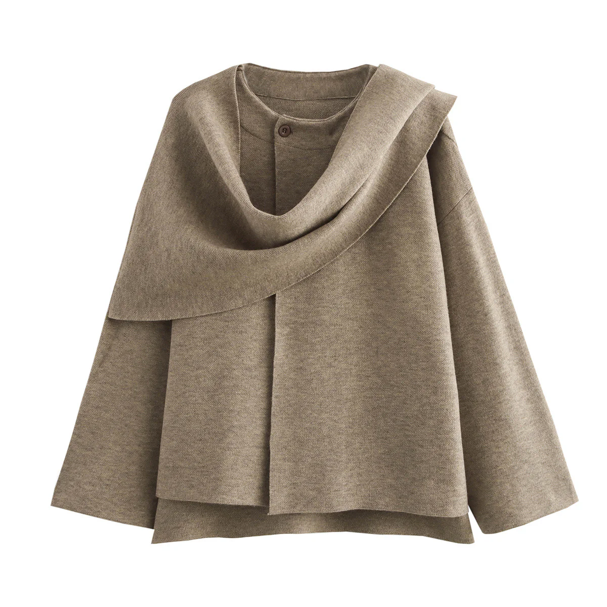 Essie Vintage Woolen Short Coat With Scarf In Beige - Image 2
