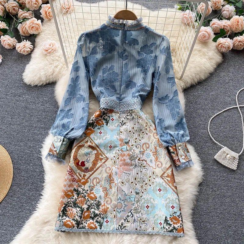 Evangeline Vintage Dress In Blue - Image 3