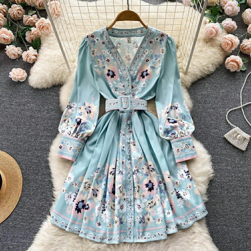 Evord Vintage Dress In Blue - Image 5
