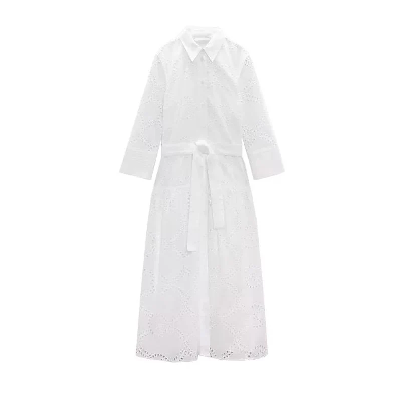 Filly Cotton Eyelet Summer Midi Dress In White - Image 4
