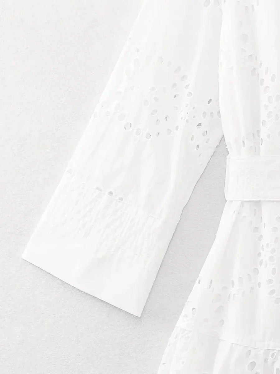 Filly Cotton Eyelet Summer Midi Dress In White - Image 6