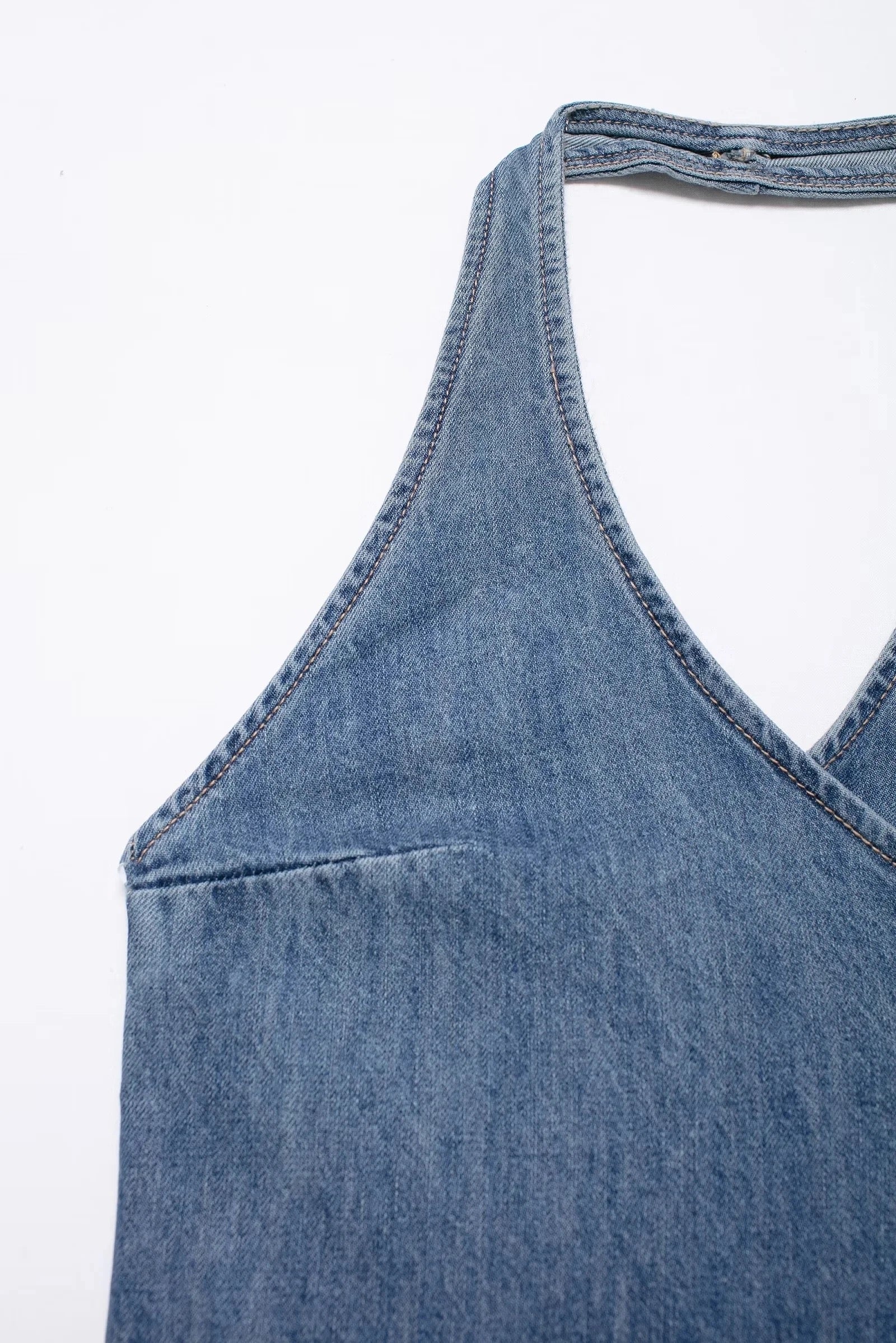 Fiyo Denim Knot Up Tops In Blue - Image 3