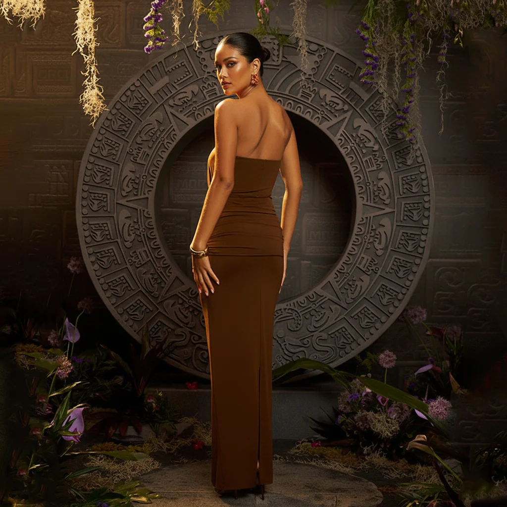 Freza Bodycon Maxi Dress In Rust - Image 3