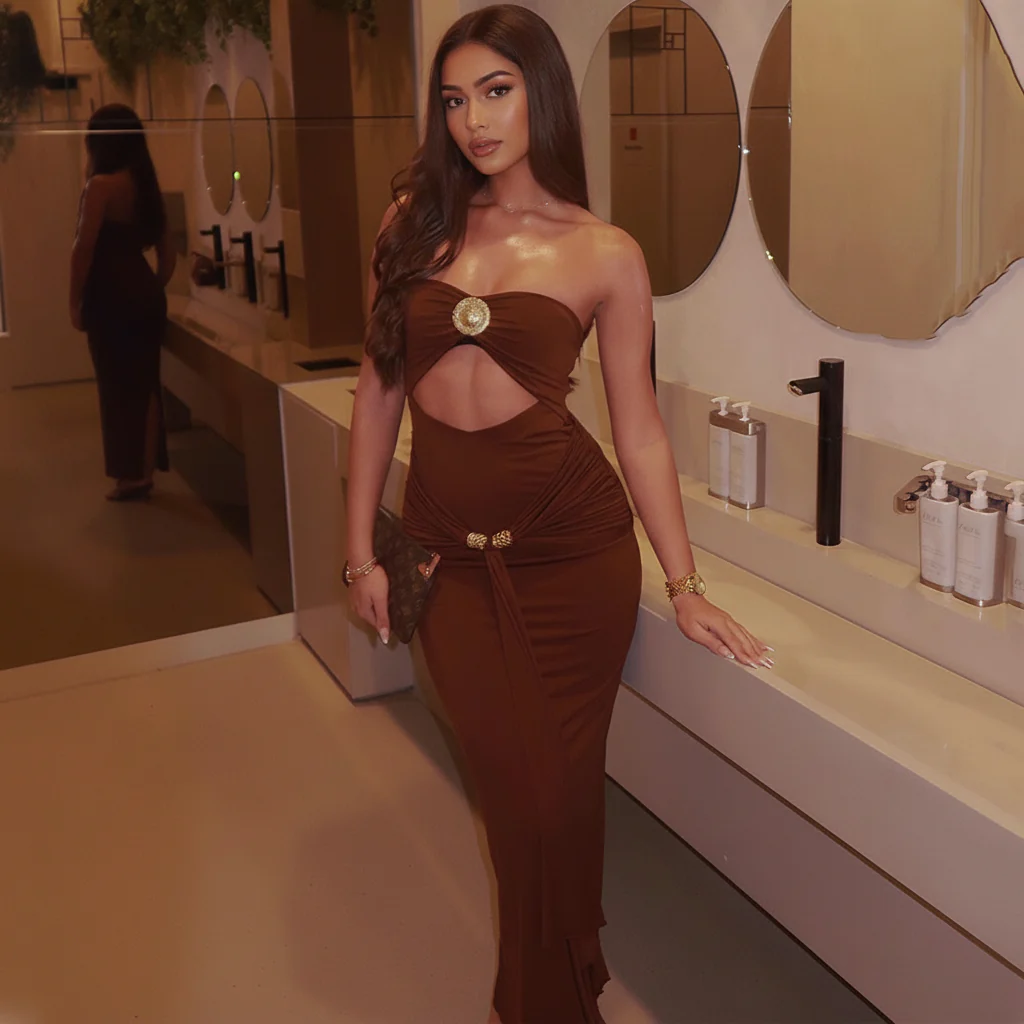 Freza Bodycon Maxi Dress In Rust - Image 7