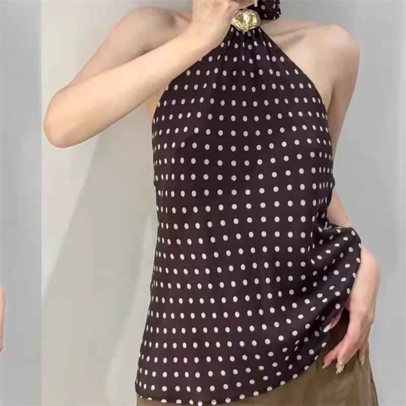 Gabrielle Top With Attached Scarf In Brown - Image 5
