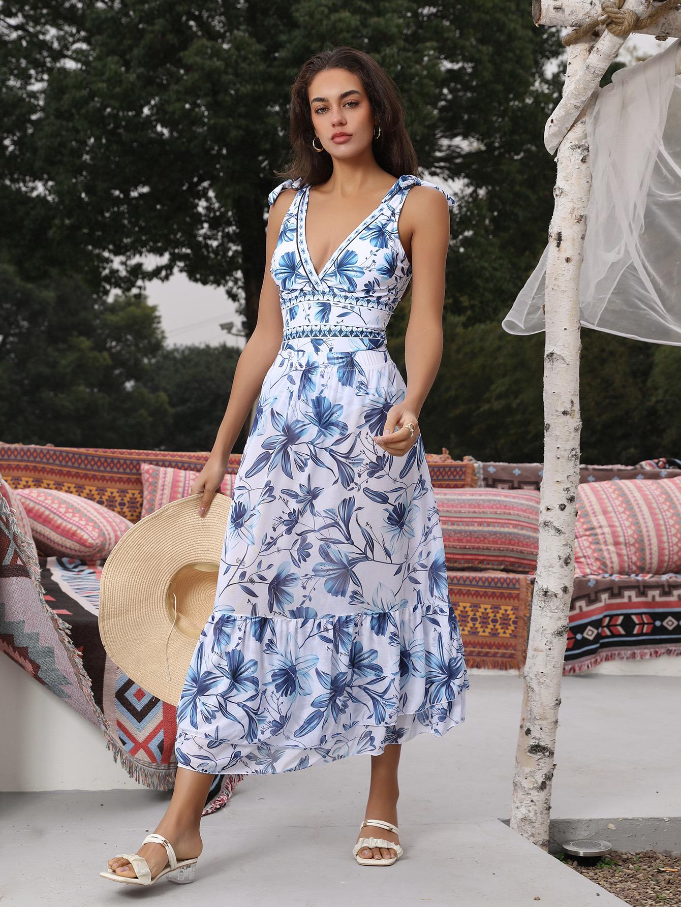 Garry Swimsuit With Skirt In Blue - Image 2
