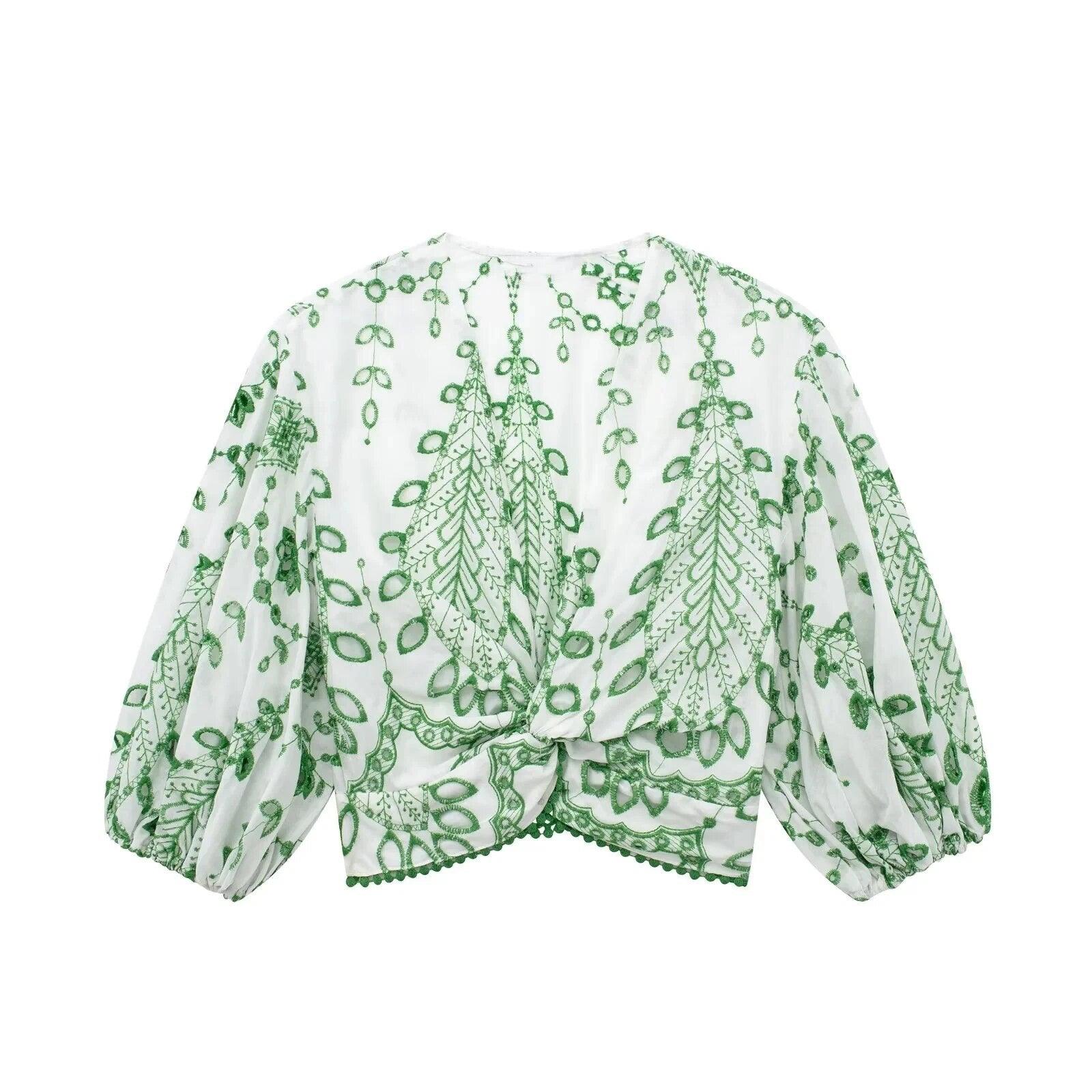 Gemma Eyelet Summer Coord Set In Green - Image 5