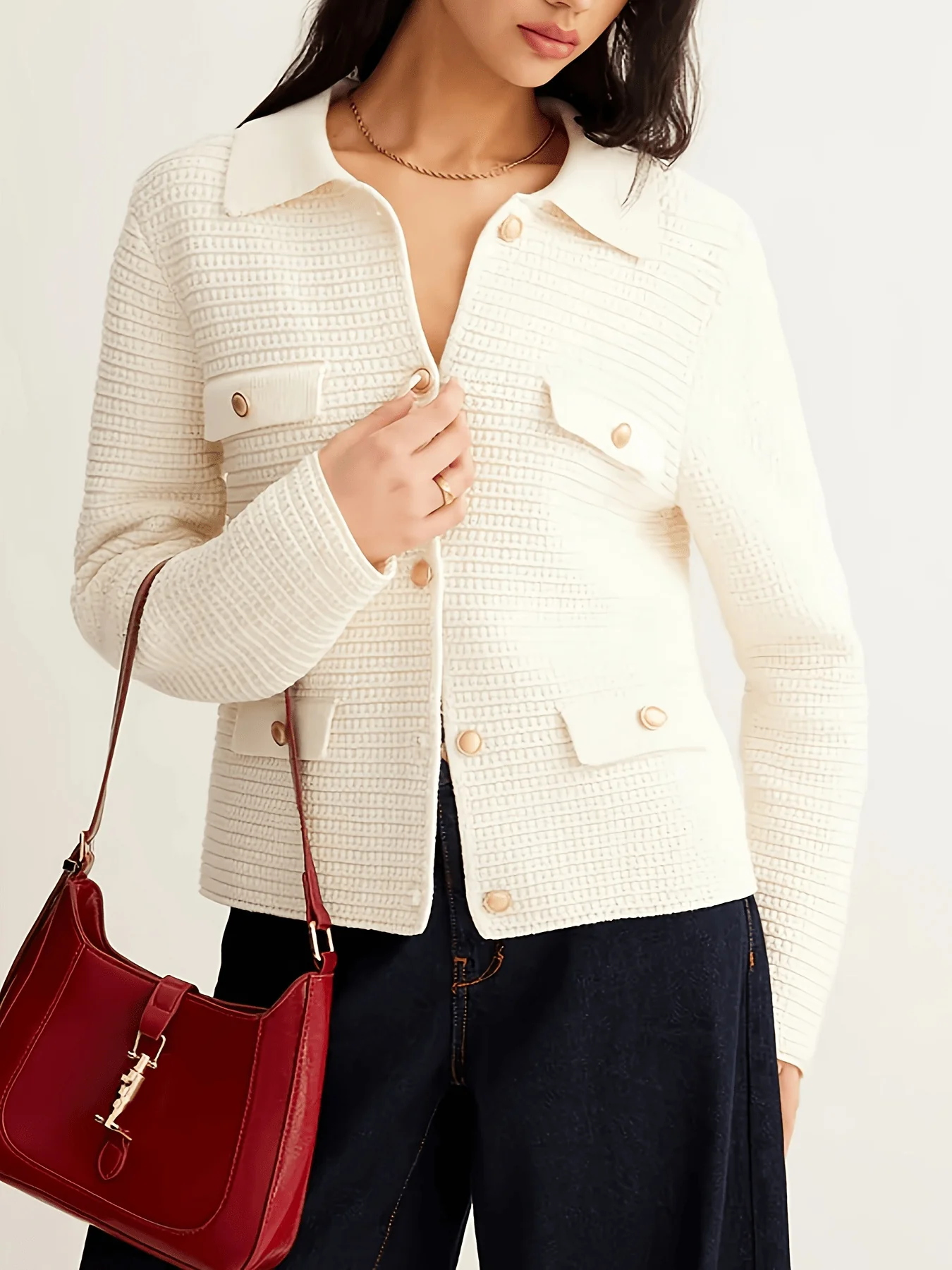 Gianna Soft Knit Cardigan In Off White - Image 3