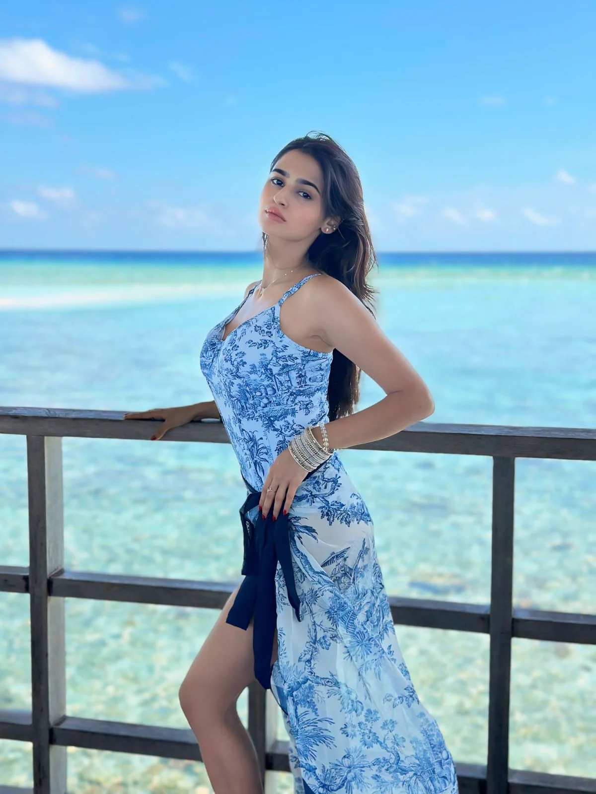 Gina Swimsuit with Sarong In Blue - Image 5