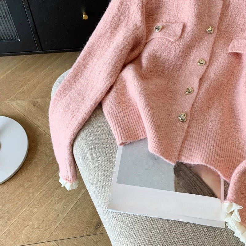Gia Cute Heart Cardigans in Pink - Image 5