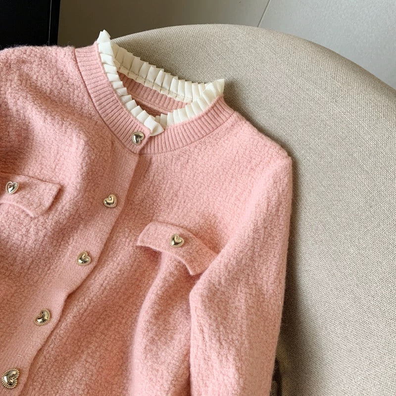 Gia Cute Heart Cardigans in Pink - Image 6