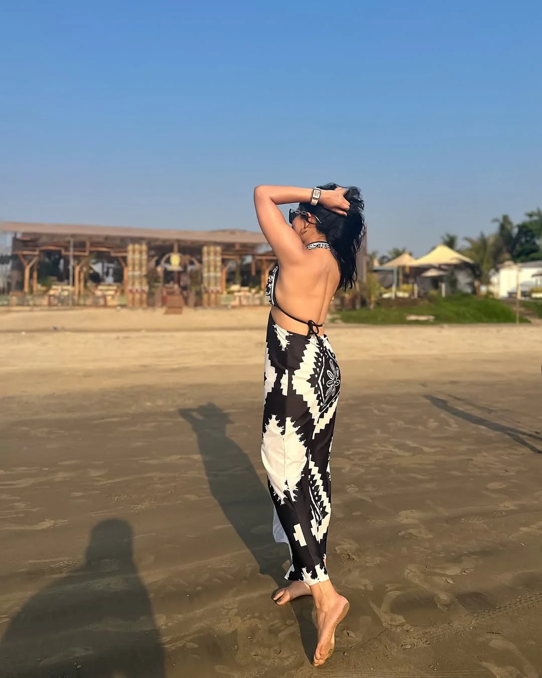 Giza Swimsuit with Sarong Skirt In Black - Image 5