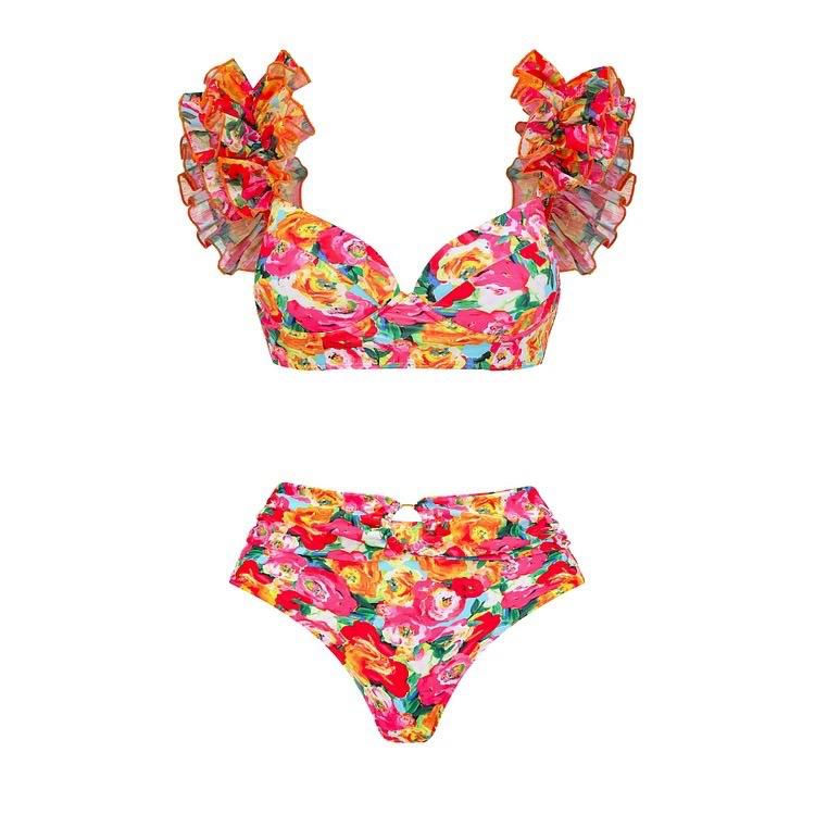 Glove Bikini With Ruffled Skirt In Multi - Image 3