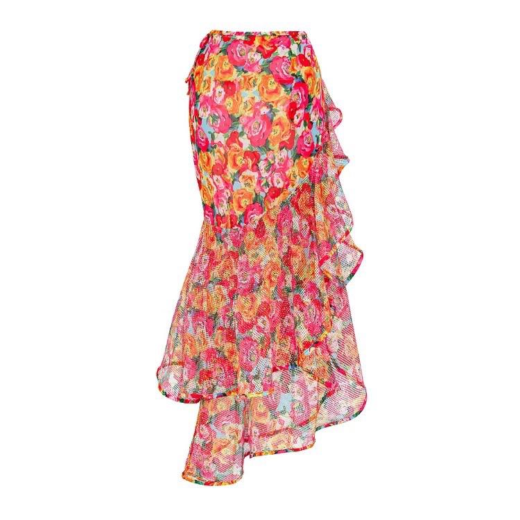 Glove Bikini With Ruffled Skirt In Multi - Image 4