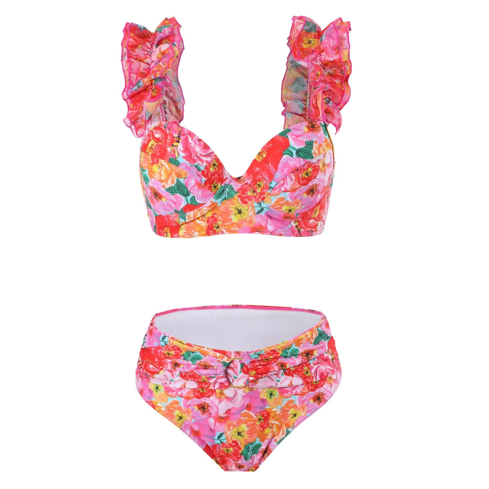 Glove Bikini With Ruffled Skirt In Multi - Image 6