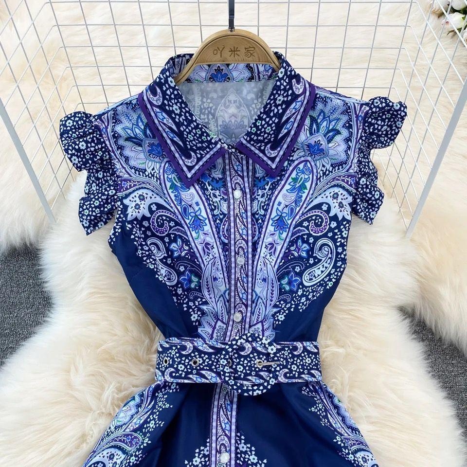 Hadlee Vintage Dress In Blue - Image 3